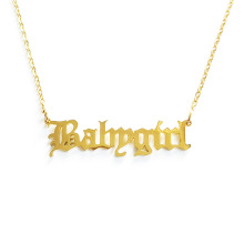 stainless steel gold old english letters BABYGIRL pendant necklace custom old english necklace